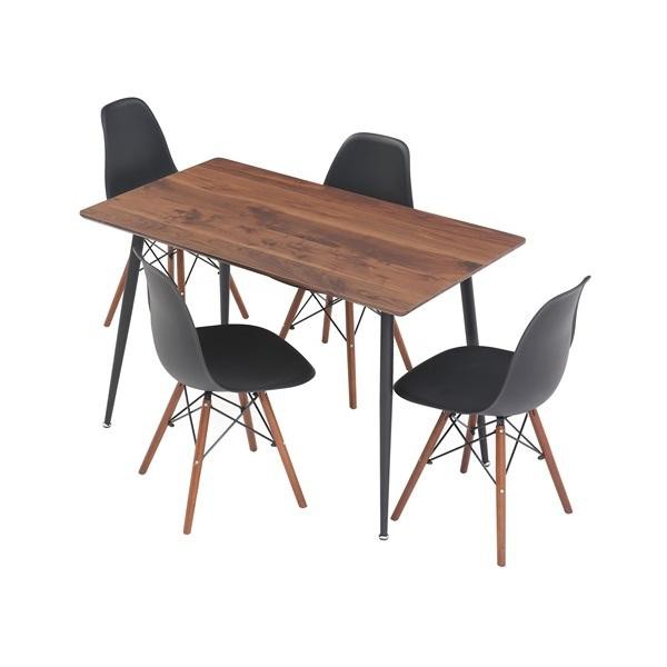 Mesa de comedor rectangular con 4 sillas Rygge Negro y blanco - Kessa. image number null
