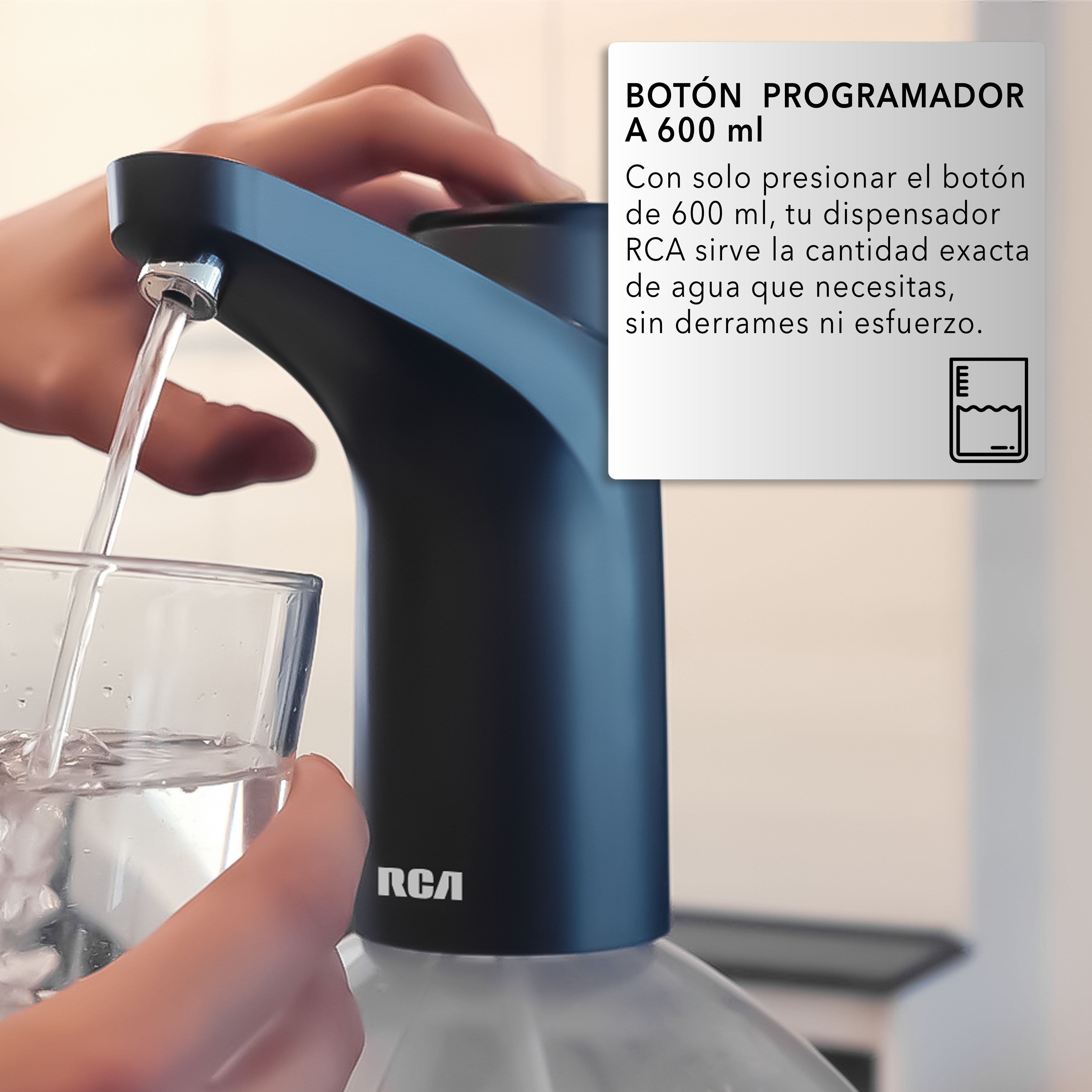 RCA Dispensador de Agua RC-WD2 El&eacute;ctrico, Compatible con Garraf&oacute;n, Funci&oacute;n de 600 ml. image number null