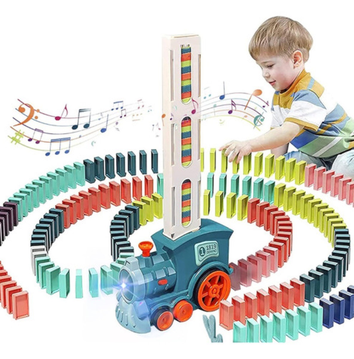 Juego Para Ni&ntilde;os Tren Domin&oacute; Veh&iacute;culos 60pz Multicolor image number null
