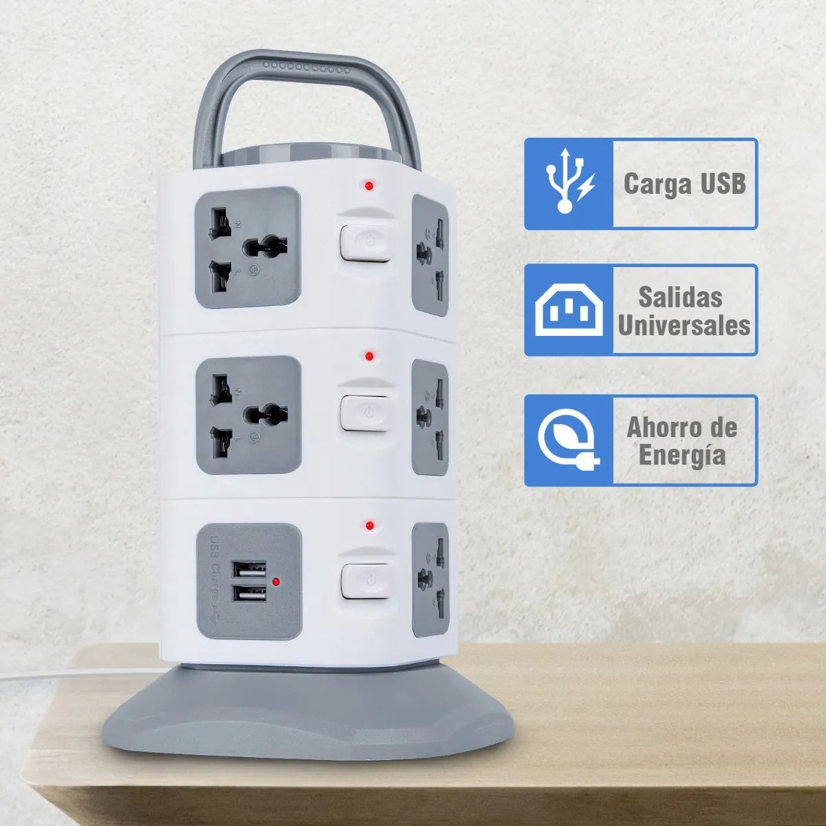 Multicontacto En Torre Regleta 11 Puertos Universal Y 2 Usb image number null