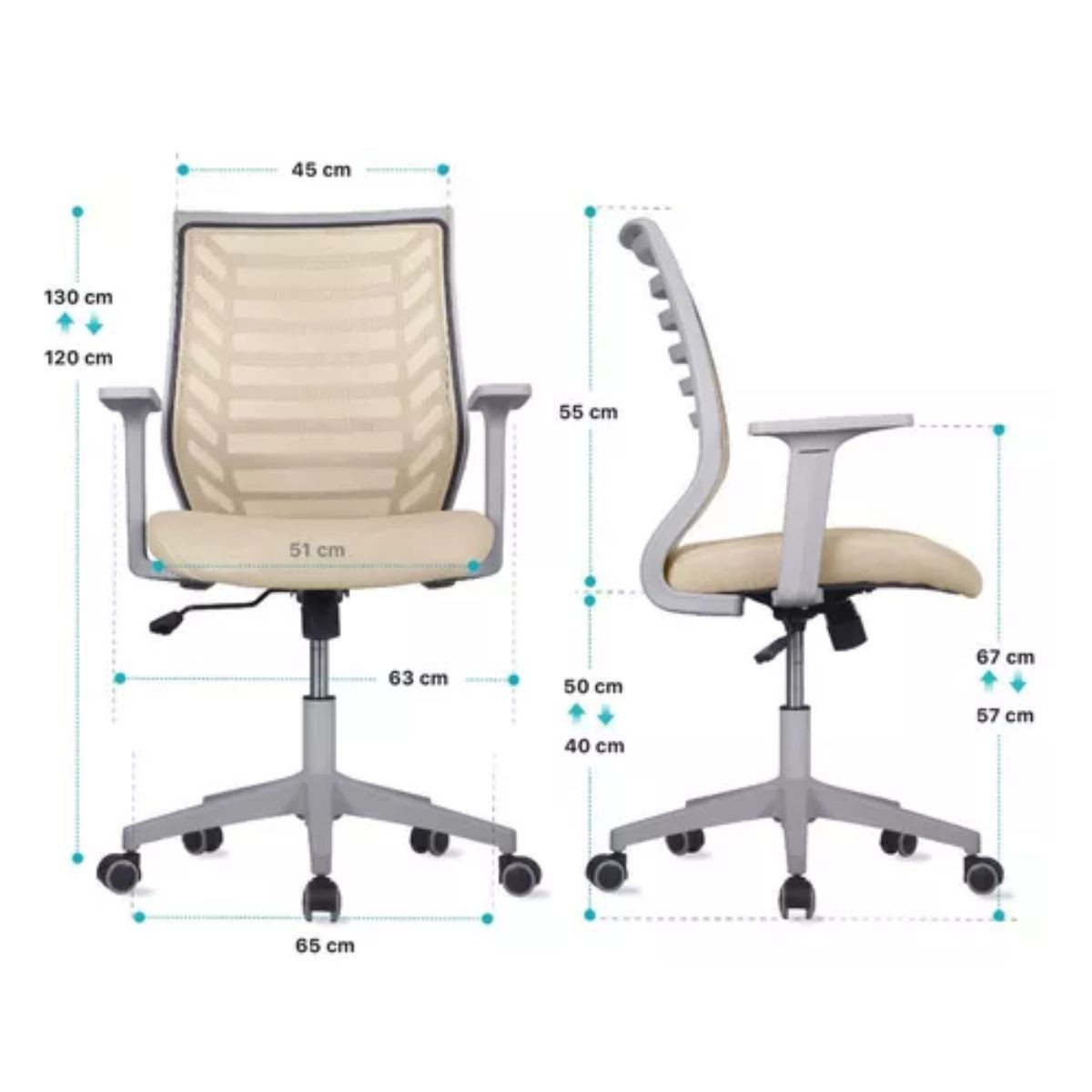 Silla Oficina Ejecutiva De Escritorio Ergon&oacute;mica Beige Champagne image number null