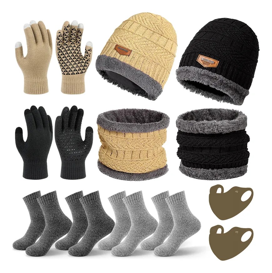 18 Conjunto Gorro Bufanda Guantes Fr&iacute;o Tejido Lana Calcetine image number null