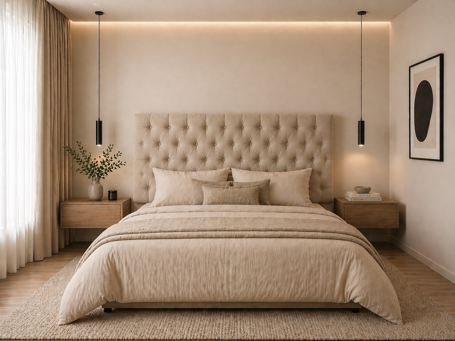 Cabecera El Bazar Store Capitonada Soho Beige King Size Lino image number null