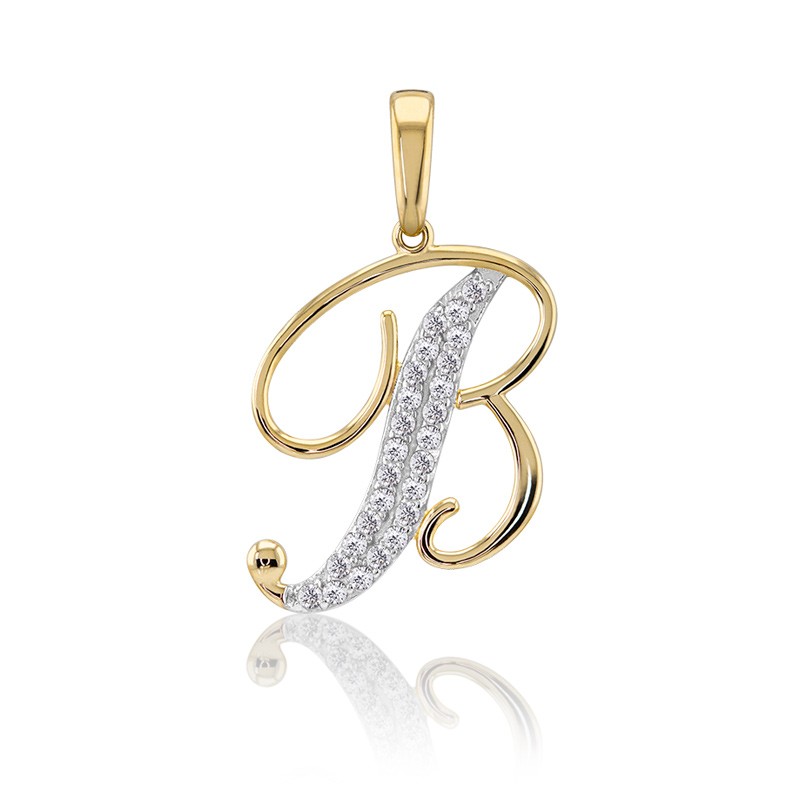 DIJE LETRA B ORO 14K ABBA JOYAS image number null