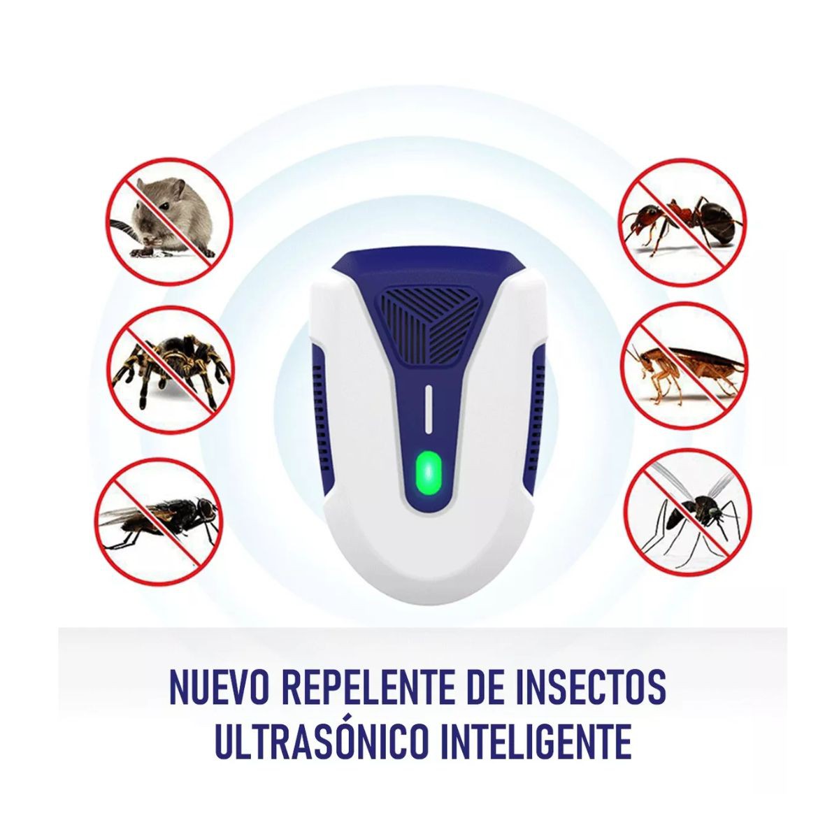 Repelentes Electr&oacute;nicos Ultras&oacute;nicos Para Plagas Alto Poder Blanco/Azul image number null