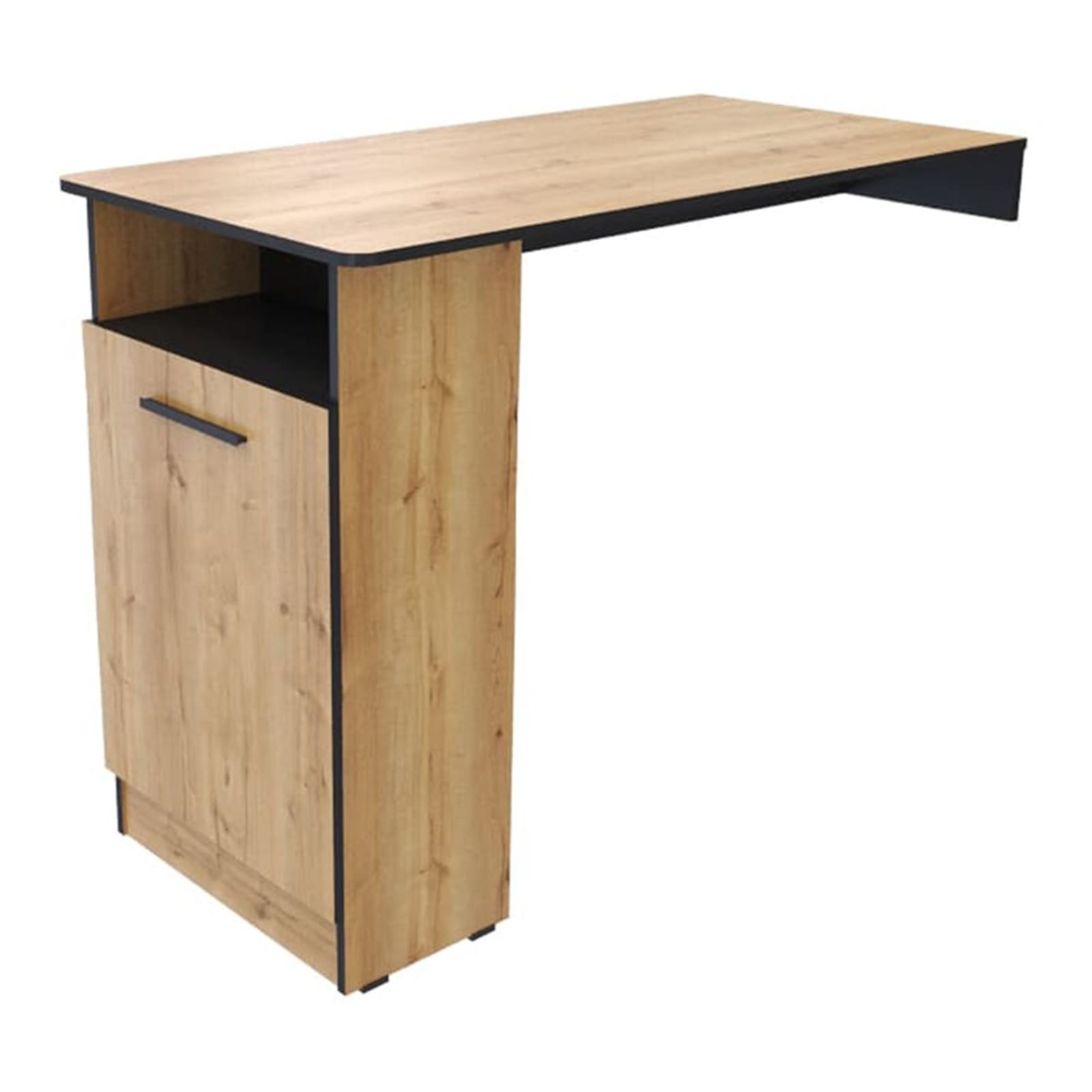 Barra LOG, Mesa Alta Desayunador con Espacio para Botellas/Vasos, Caf&eacute; image number null