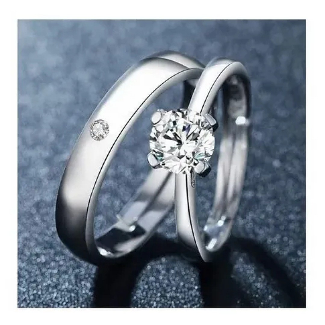 2 Anillos Duo Promesa Plata Fina 925 Amor Parejas image number null