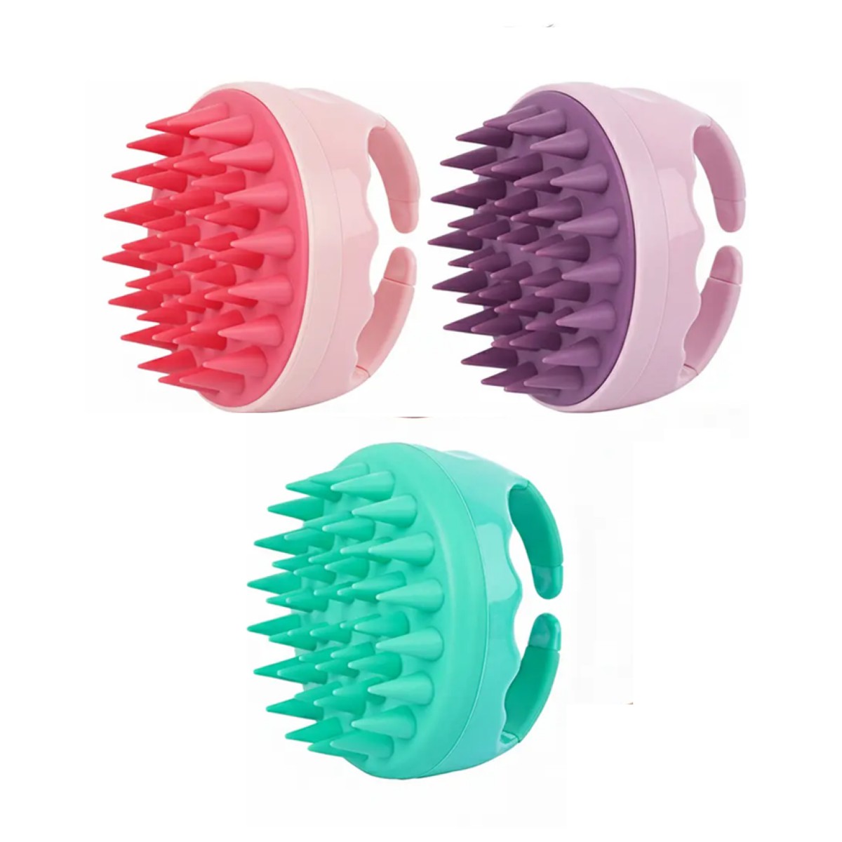 Cepillos Para Ducha Cabello Masajeador De Cuero Cabelludo 3 Piezas Color:Rosa image number null