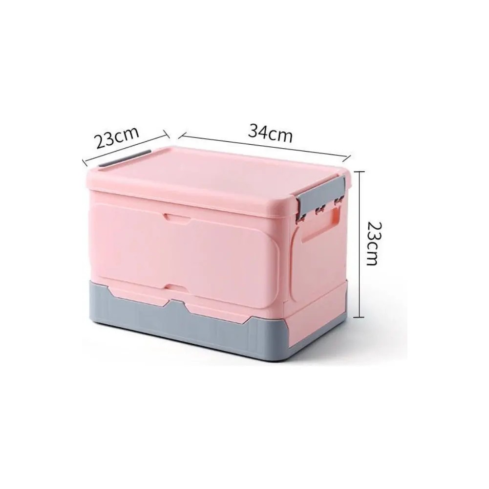 Caja Almacenamiento Plegable Pl&aacute;stico Organizador Con Tapa Rosa image number null