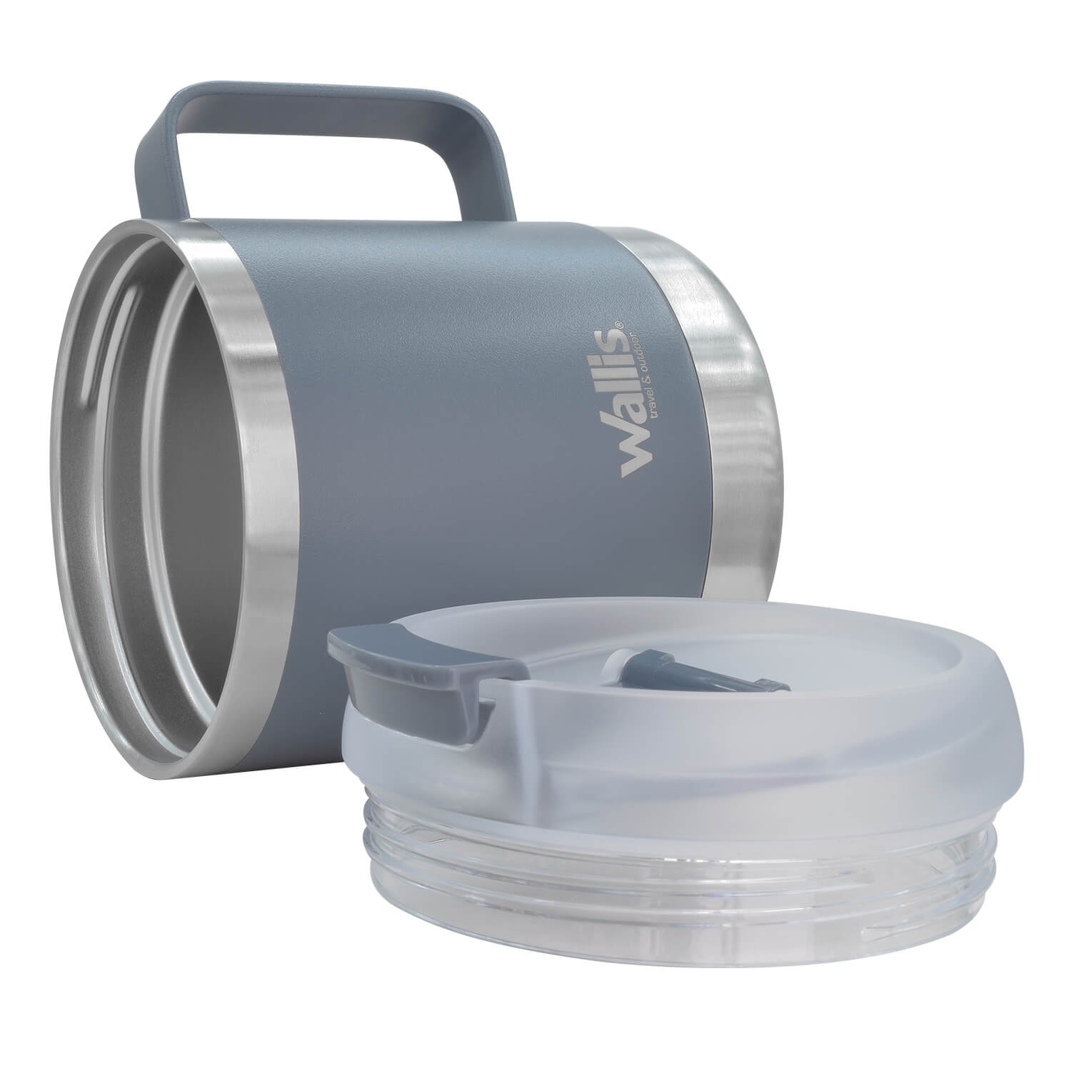 Taza t&eacute;rmica con protector a salpicaduras y tapa rosca, 470 ml, M28906114, gris claro mate image number null