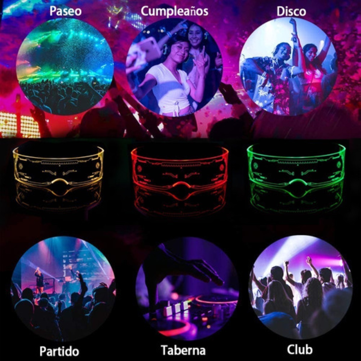 Gafas Luminosas De Colores Led Para El Festival De M&uacute;sica transparente image number null