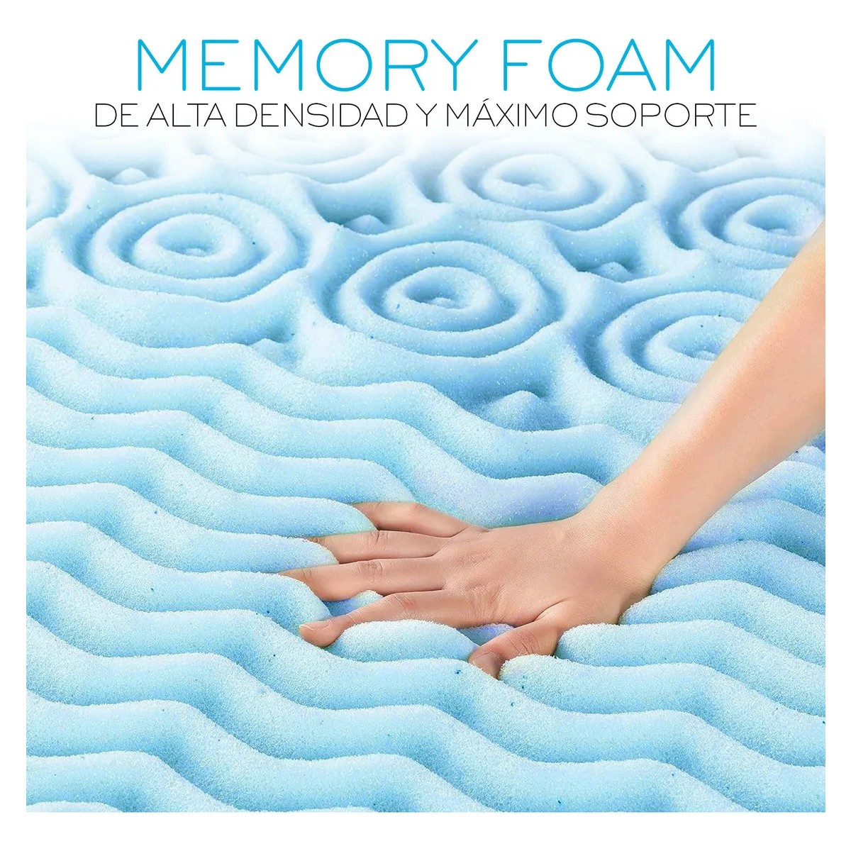Colchoneta Memory Foam 7 Zonas Matrimonial Color Azul Rayas image number null