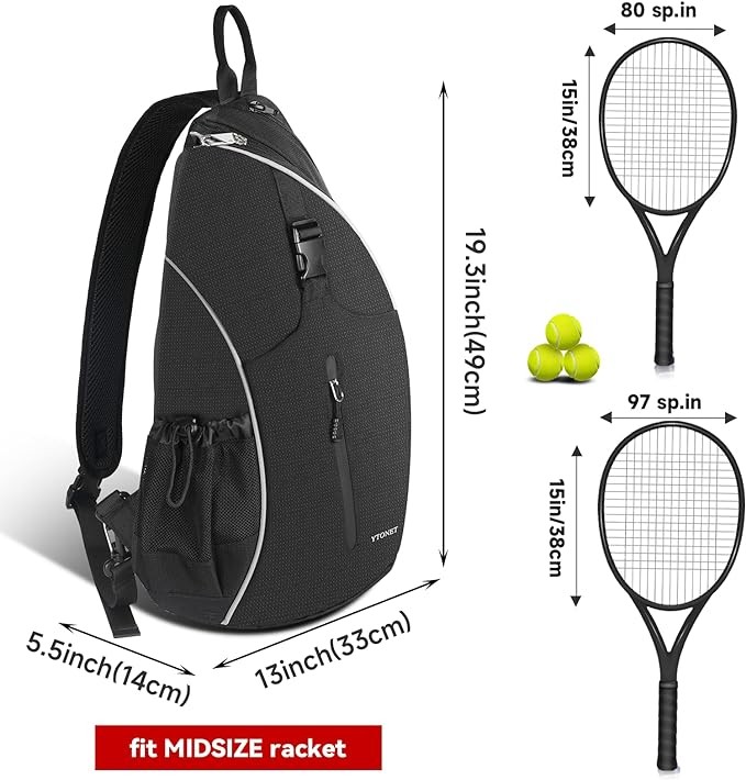 A Ytonet Bolsa de Tenis, Mochila Padel Resistente al Agua Raquetero, Cruzada Mochila Tennis Bag para Hombres y Mujeres, para Raquetas B&aacute;dminton, Squash, Pickleball, Pelotas y Otros Accesorios Deportivos. image number null