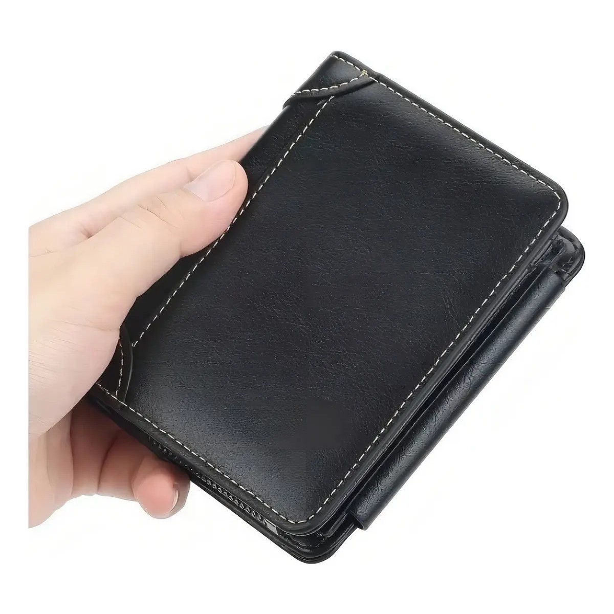 Cartera De Lujo Para Hombre En Piel De Alta Calidad Negro image number null