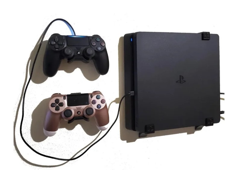 Base Soporte Consola Ps4 Slim De Pared + 2 Bases Control Ps4 image number null