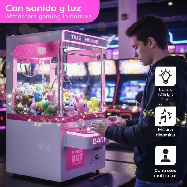 Mini M&aacute;quina Garra Peluche Mini Doll Caza Luz Sonido Rosa Audiotek image number null