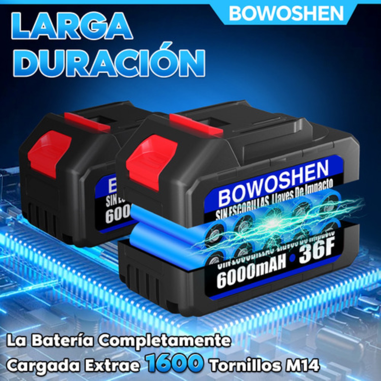Llave De Impacto El&eacute;ctrica Inal&aacute;mbr. 1/2 2 En 1 C/2 36f Bater&iacute;a Azul image number null
