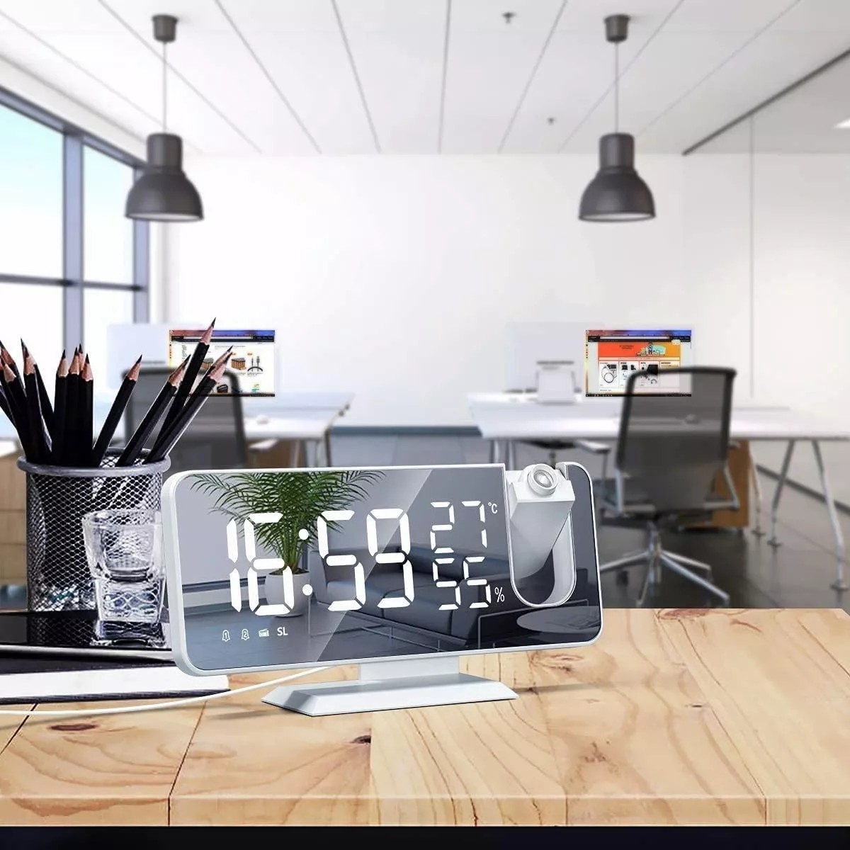 Reloj Despertador Led Con Radio y Proyector, Pantalla Grande image number null