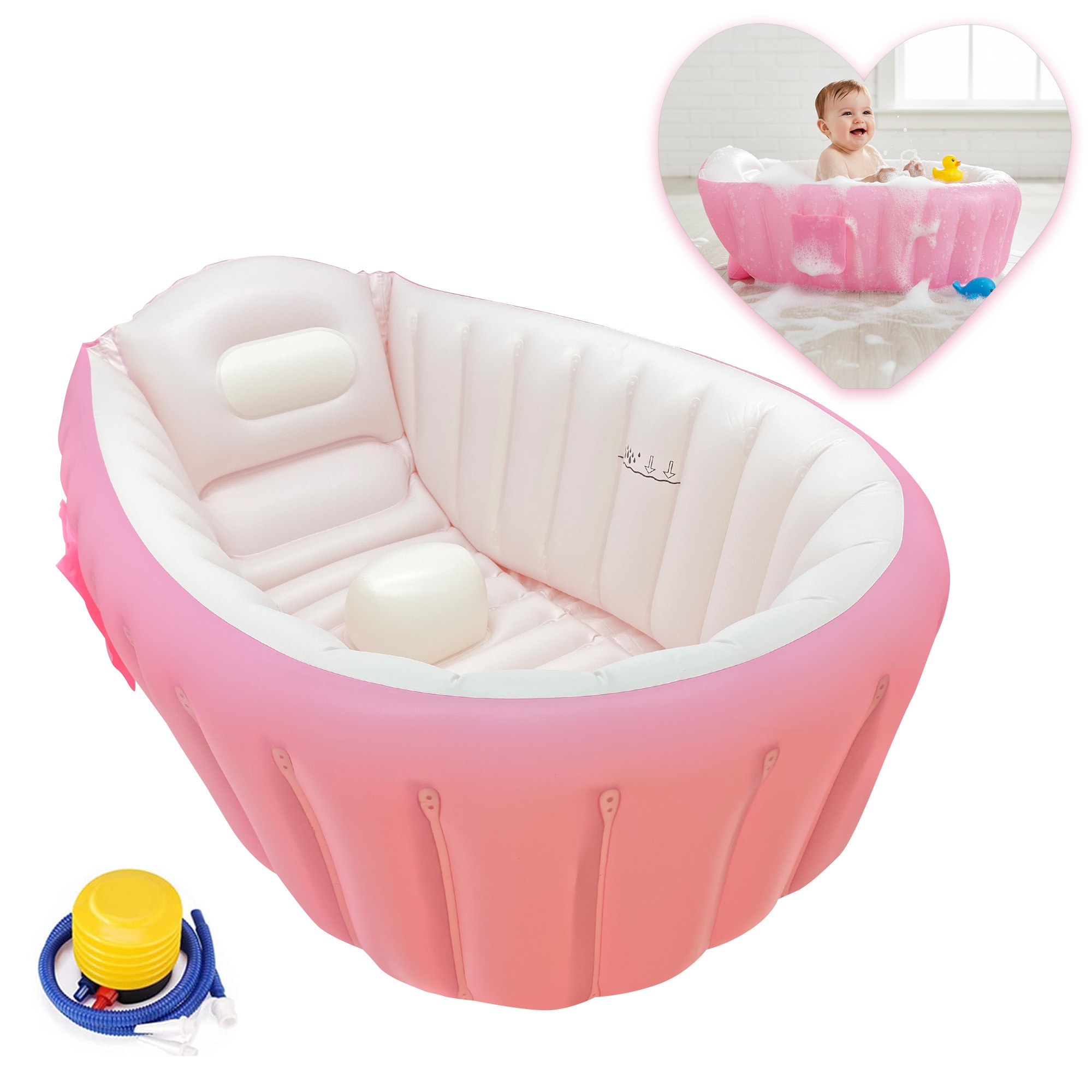 Ba&ntilde;era Inflable Para Reci&eacute;n Nacido Y Beb&eacute; Con Bomba Ecobaby Original image number null