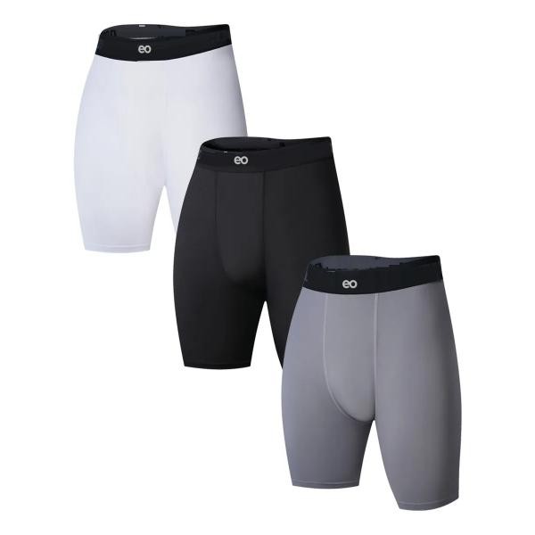 3p Licra Deportiva Shorts Gym Short Compresi&oacute;n Bolsa Celular Negro Blanco Gris image number null
