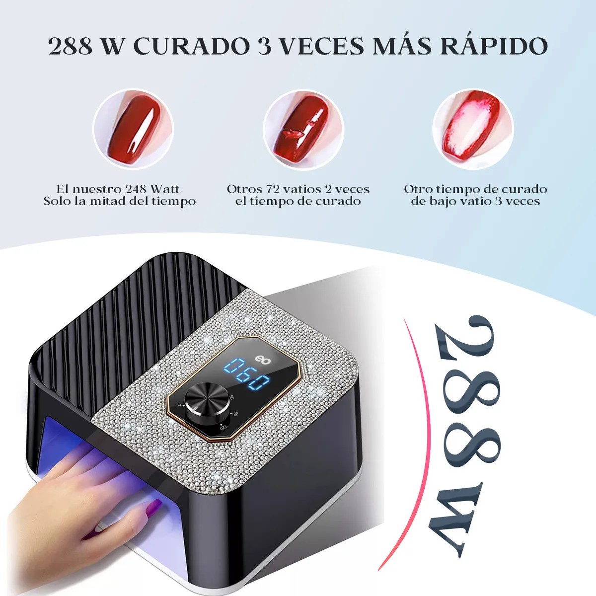 L&aacute;mpara De U&ntilde;as 288w L&aacute;mpara Uv Negro image number null