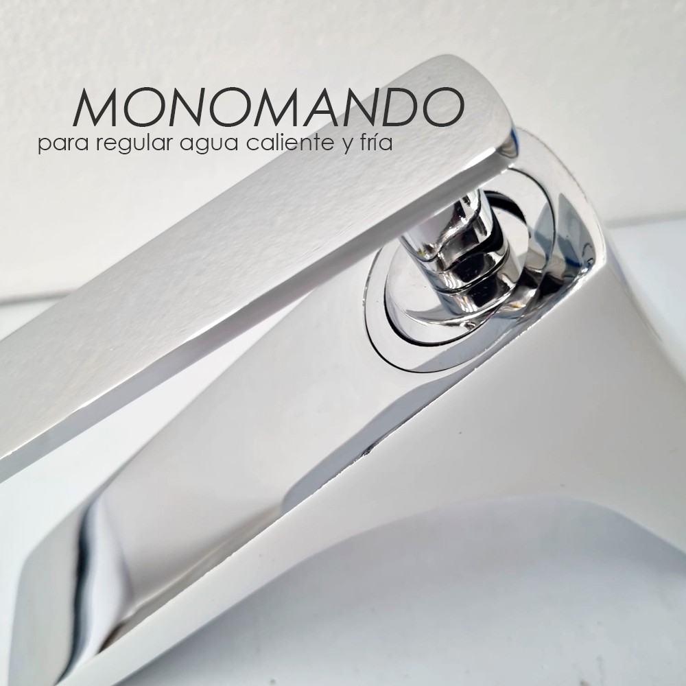 Grifo mezclador para lavabo agua fr&iacute;a/caliente grande color cromo con blanco AT4206HCw image number null