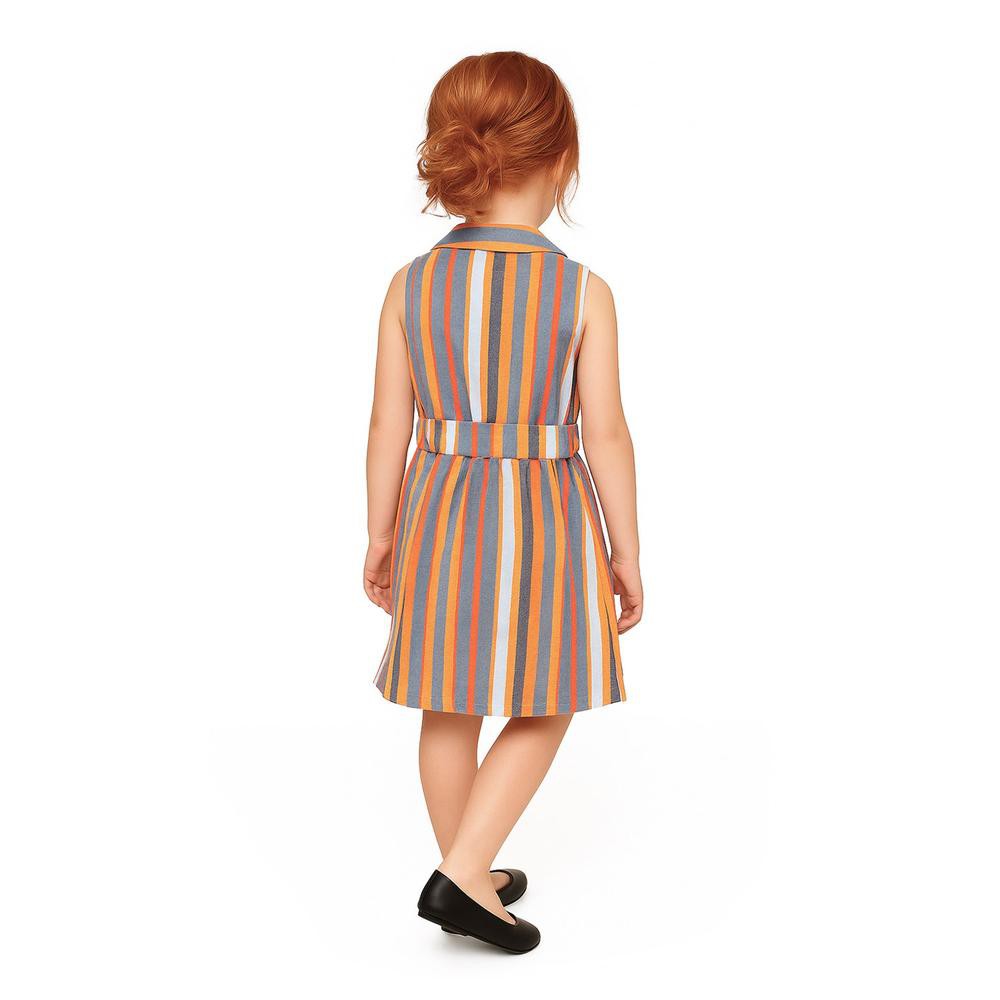 Vestido de ni&ntilde;a lino multicolor Roman Fashion /Kids, 35081 (Rayas multicolor) image number null