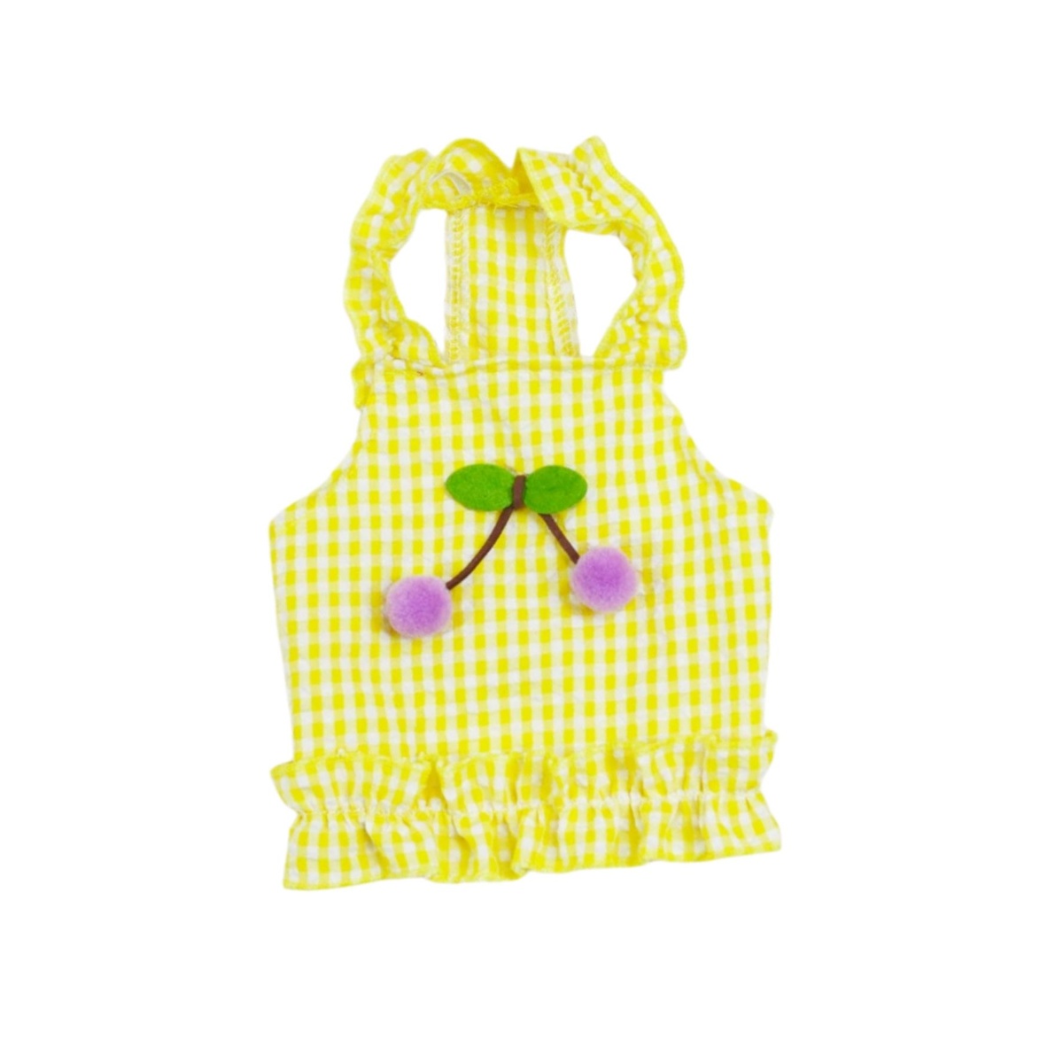 Vestido Cuadros Amarillo Cerezas Talla L Maypet image number null