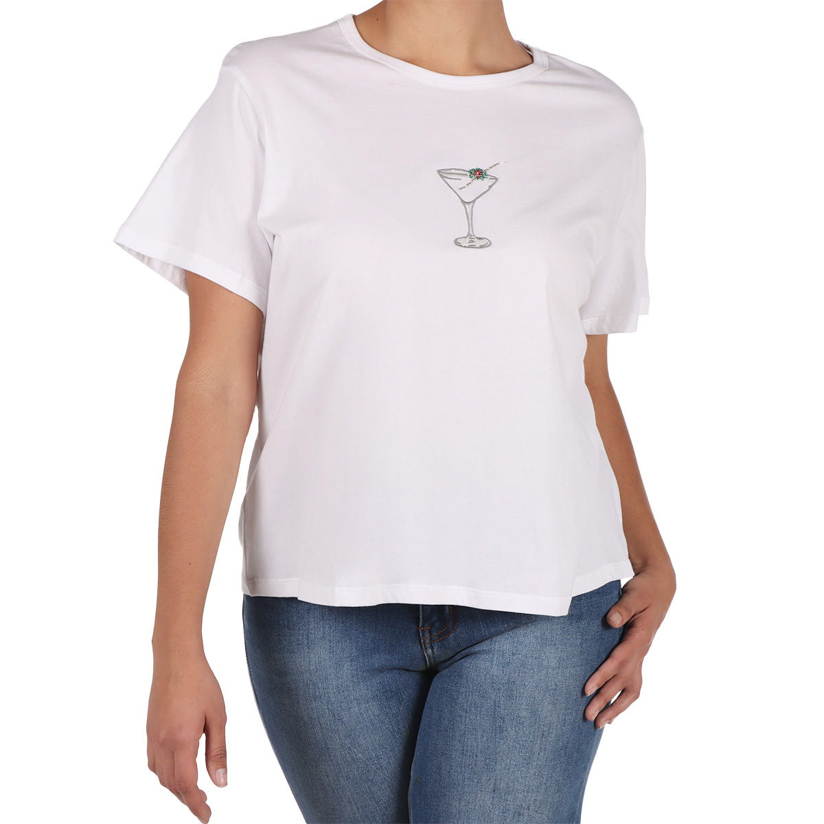 Playera Manga Corta Gr&aacute;fico Martini Jeanious para Mujer image number null