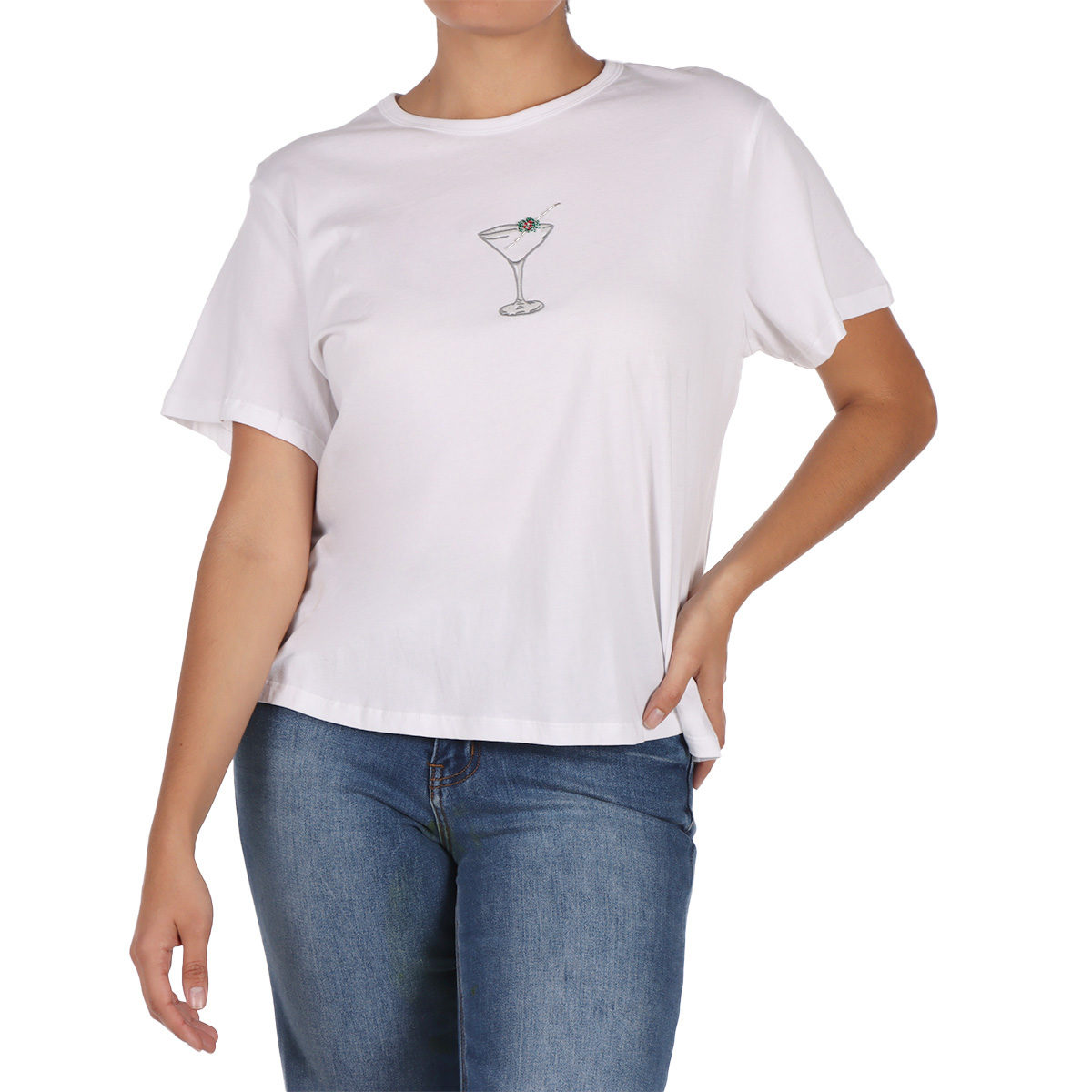 Playera Manga Corta Gr&aacute;fico Martini Jeanious para Mujer image number null