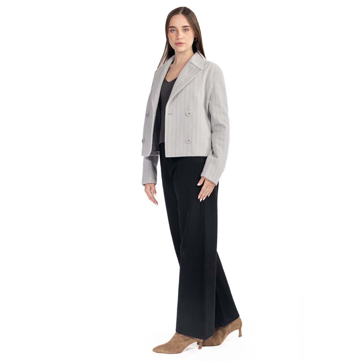 Abrigo Corto Rayas Forever 21 para Mujer Junior image number null