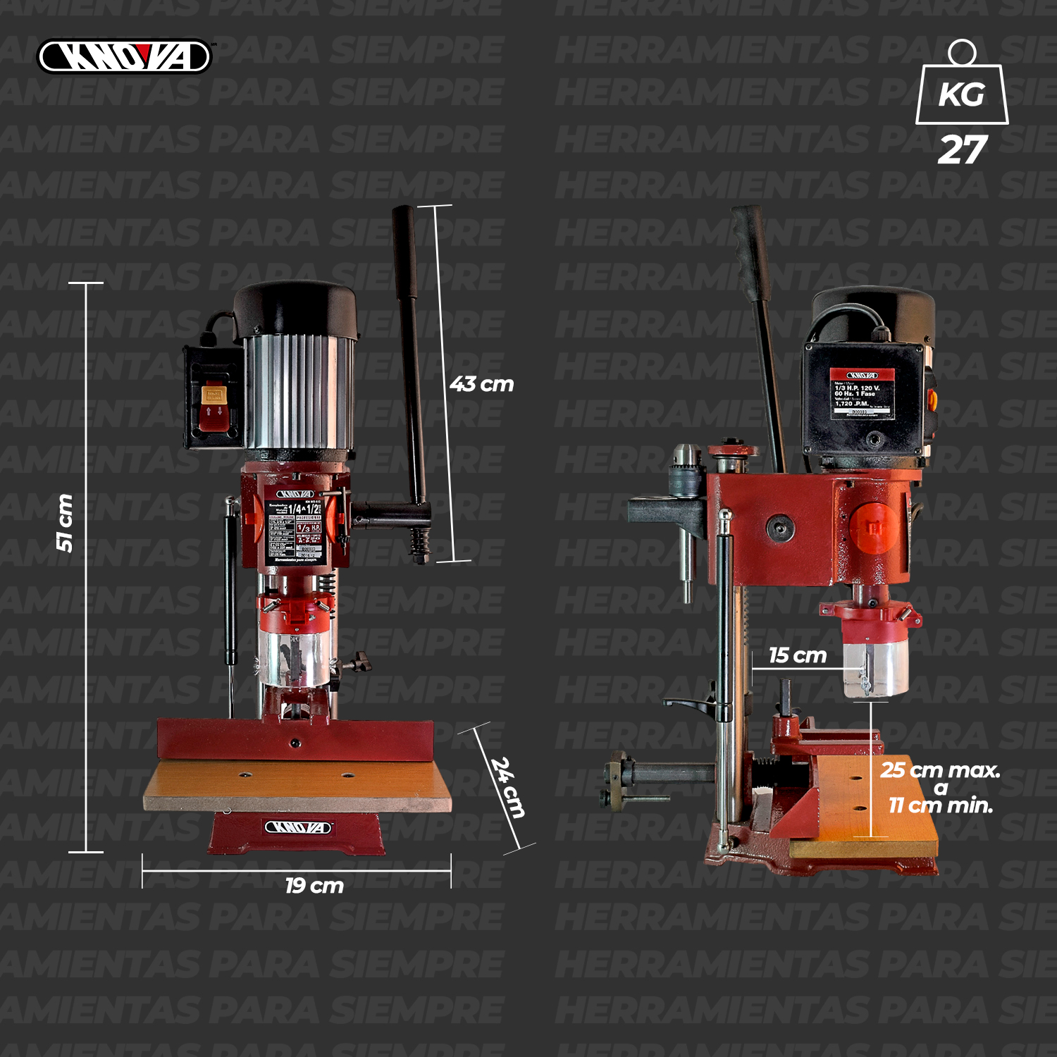 Escopleadora Profesional de Banco 1/4" A 1/2" Kn Ms-613 Knova image number null