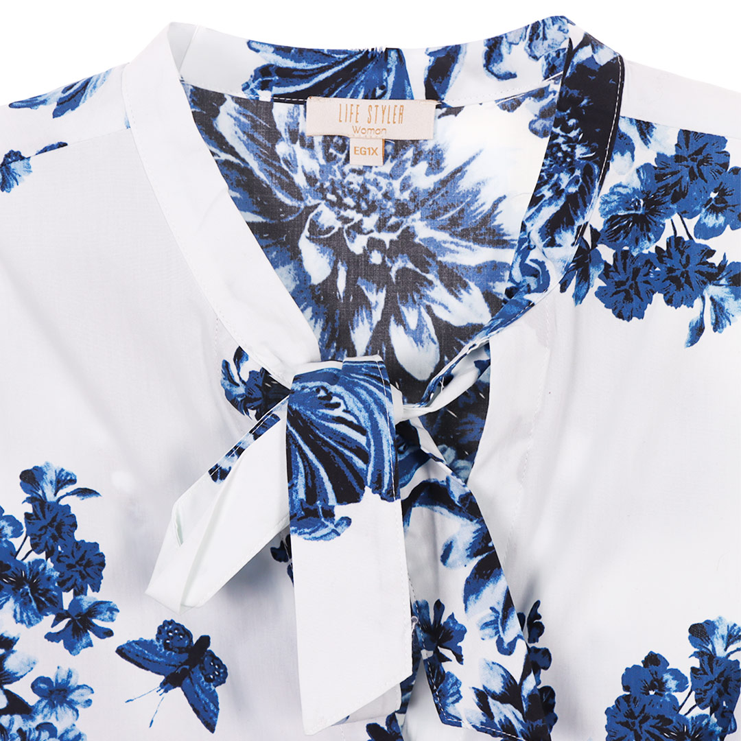 Blusa Manga Larga con Corbata Estampado Floral LIFESTYLER para Mujer Curvy image number null