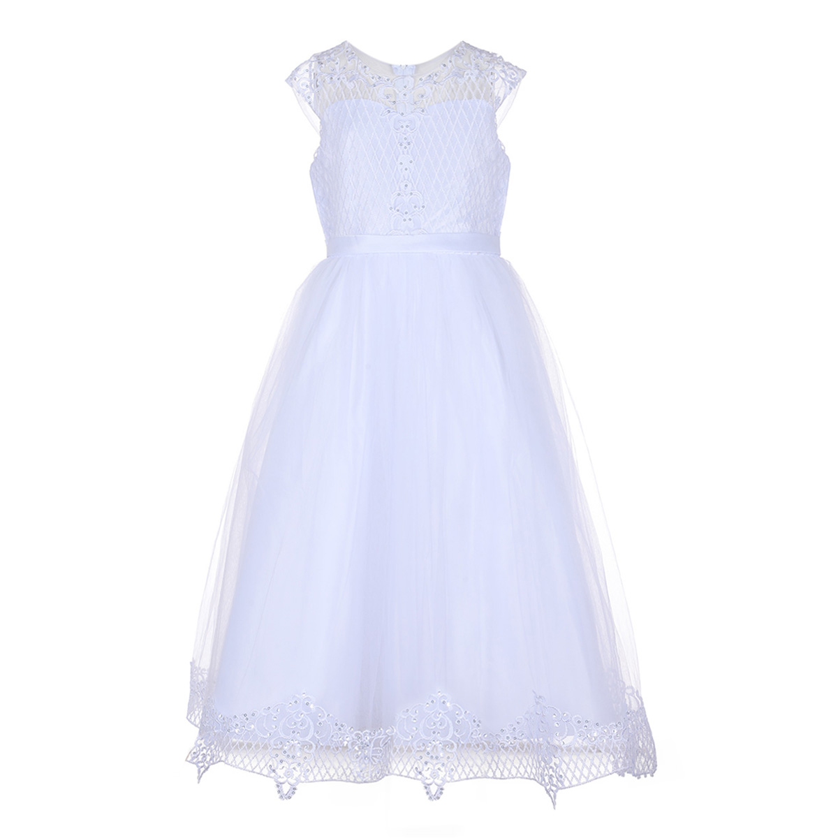 Vestido de Ceremonia Gentii Blanco con Aplicaci&oacute;n Bordado para Ni&ntilde;a image number null