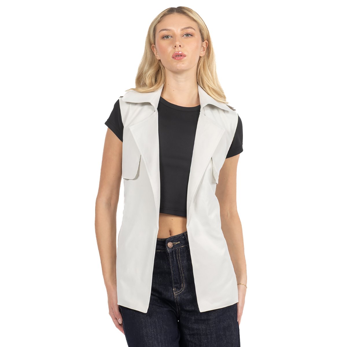 Chaleco Gabardina Cinta Forever 21 para Mujer Junior image number null