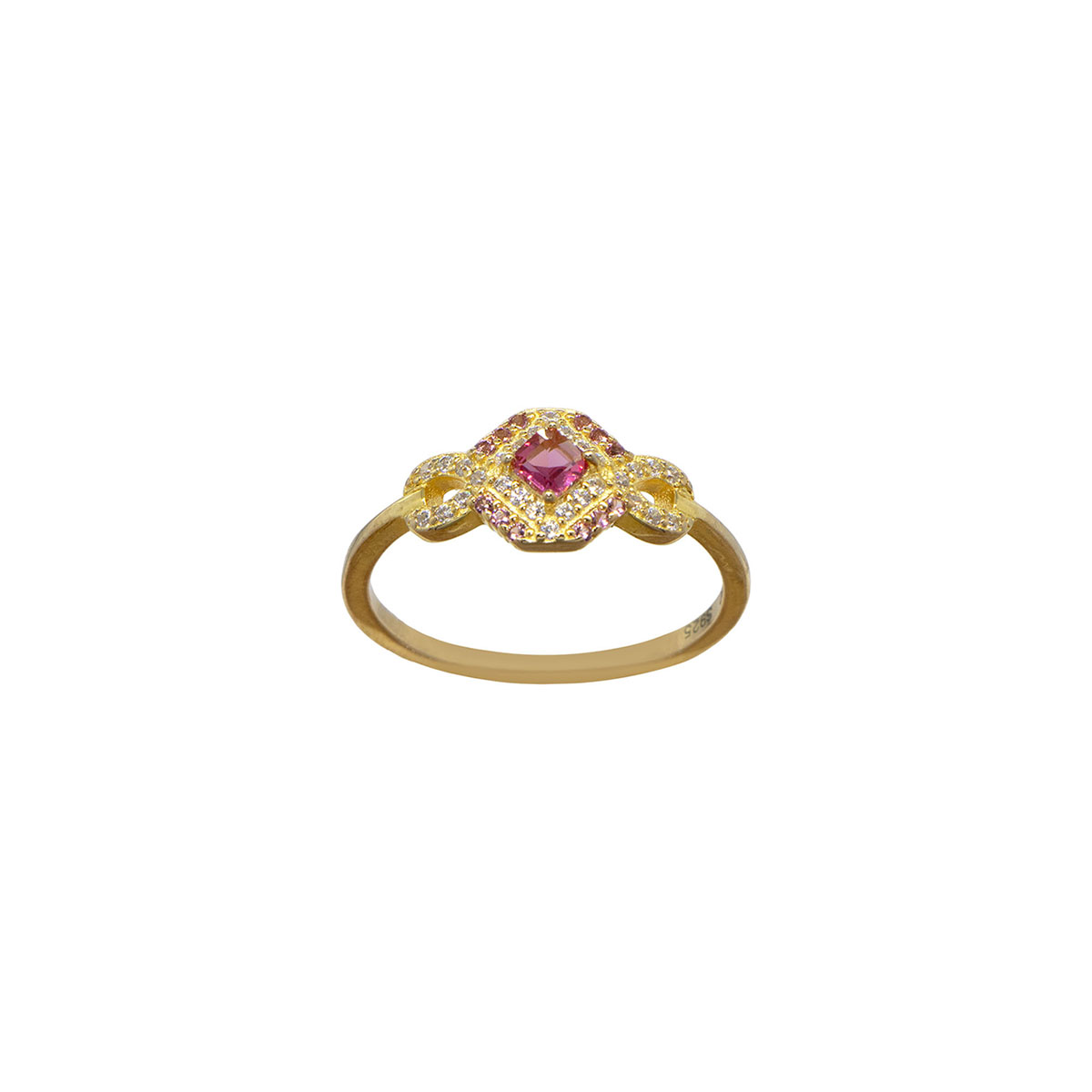 Anillo En Plata.925  T7 Con Circonias Rosa Y Cristal Carre image number null
