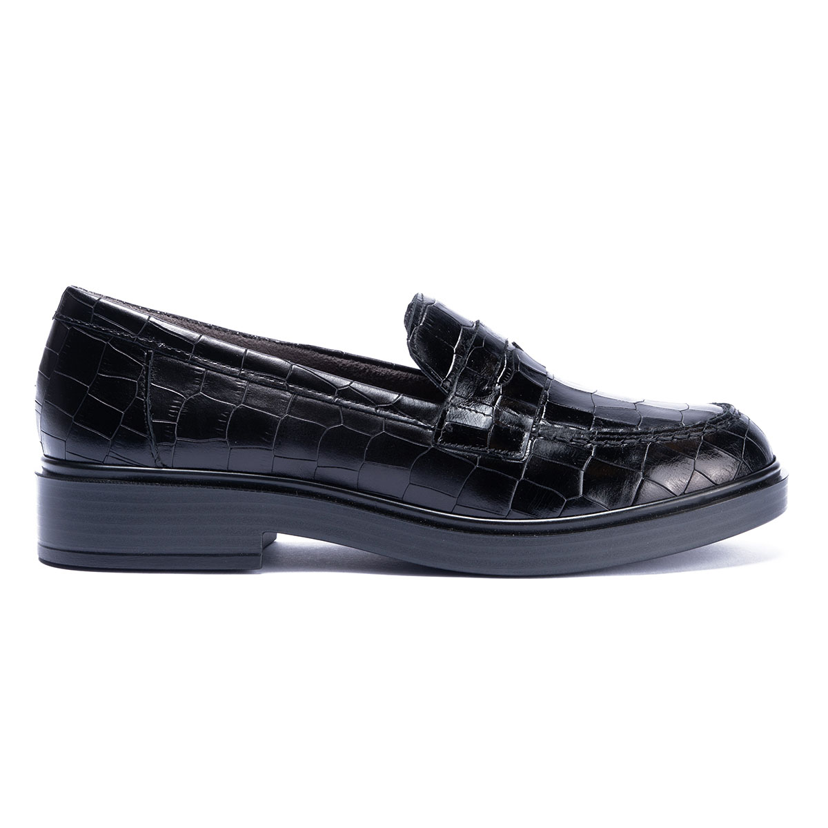 Mocasin Croco Para Mujer, Color Negro Pitillos image number null