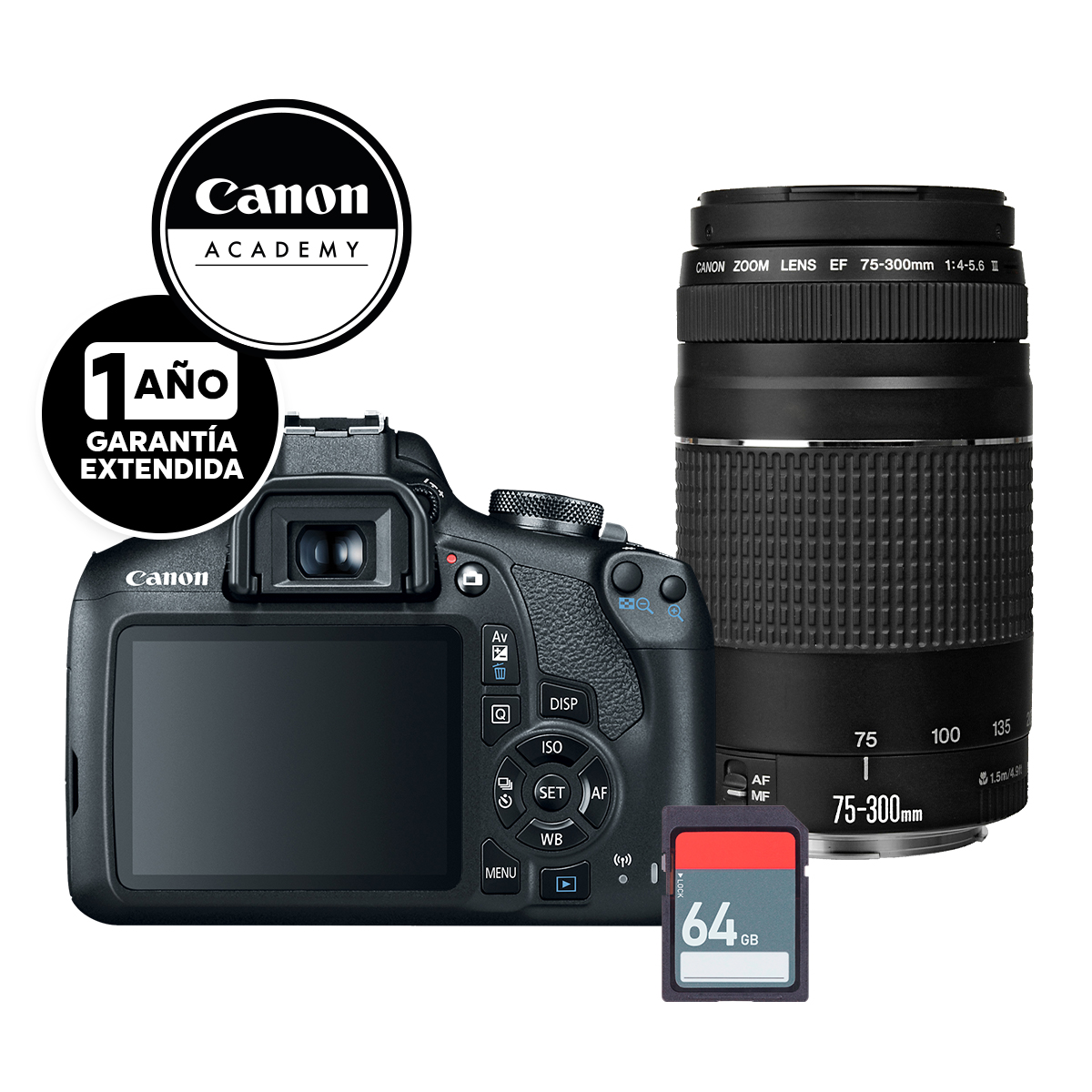Camara Canon Kit T7 Ef-S 18-55mm Ef 75-300mm Sd64g image number null