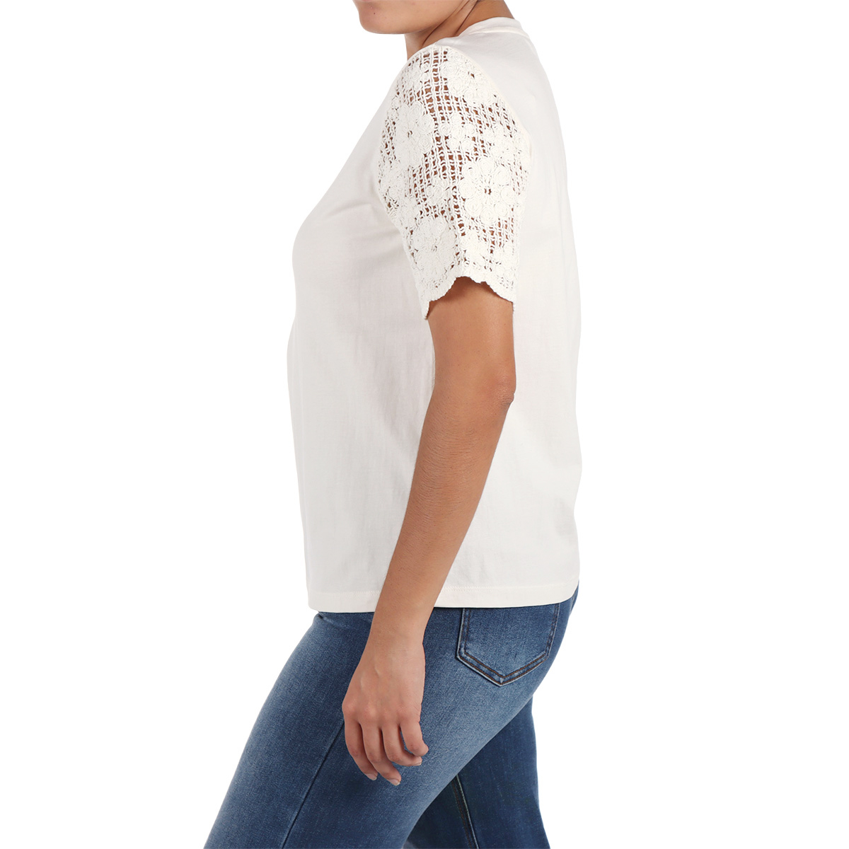Playera Algod&oacute;n Crochet Manga Corta Arqueology Mujer image number null