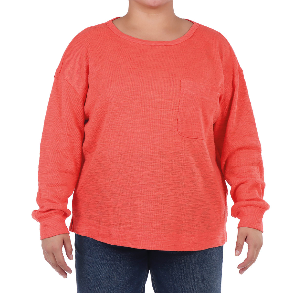 Sudadera Cuello Redondo con Bolsillo Dex para Plus Mujer Curvy image number null