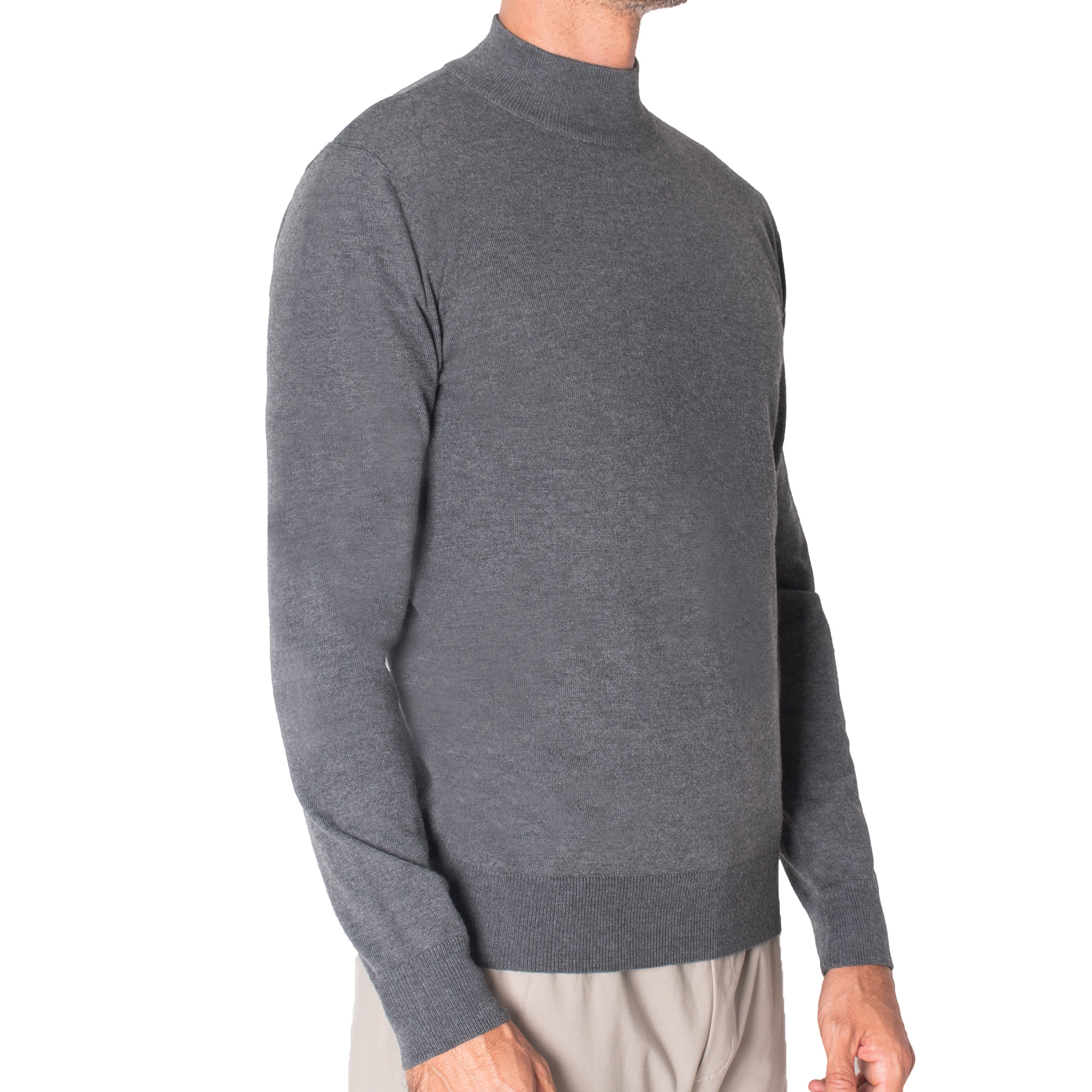 Su&eacute;ter Ligero Cuello Mock Gris Oxford para Hombre image number null