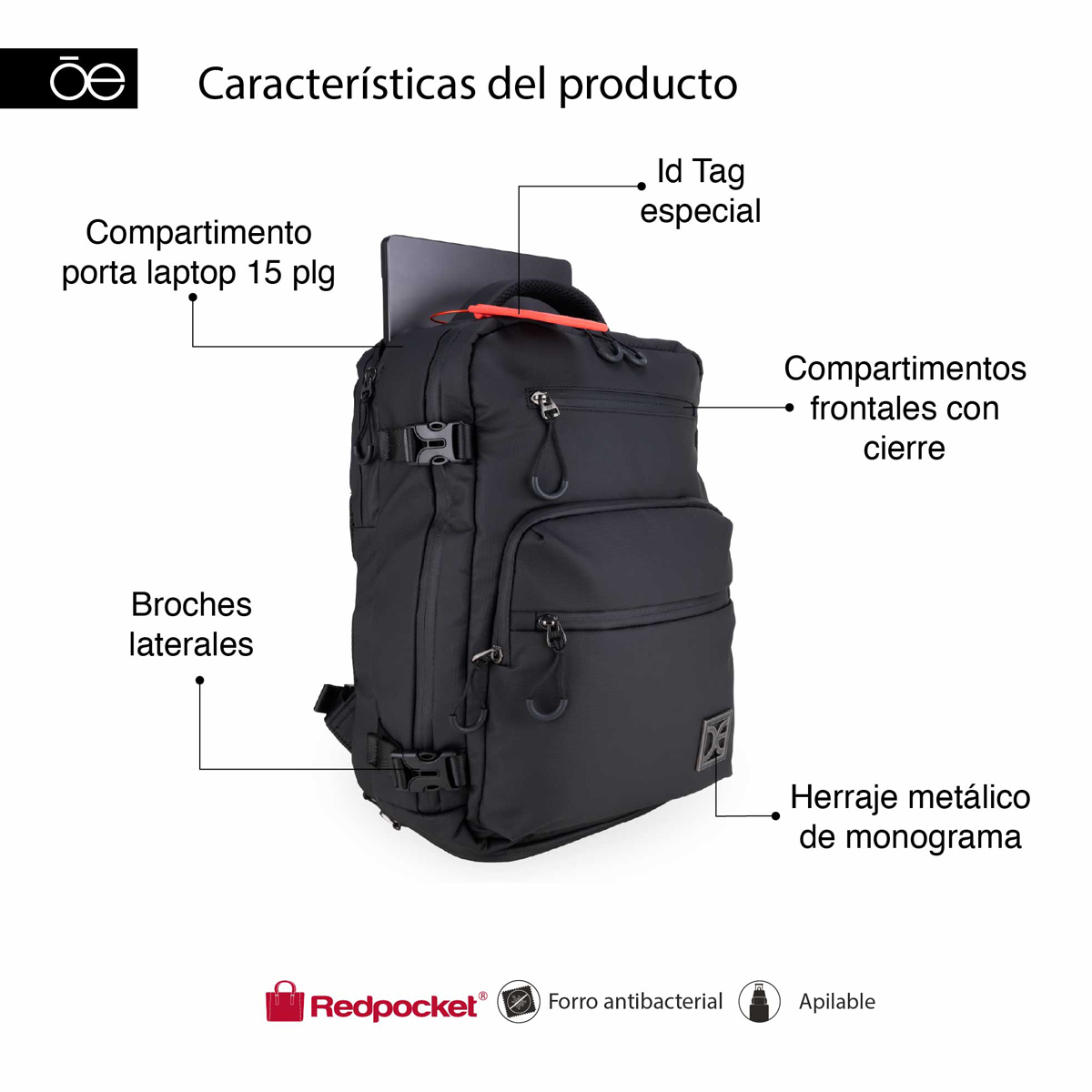 BackPack PortaLap SS 2EQCO26831NEG Negro Cloe image number null
