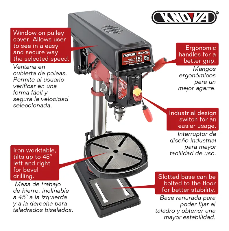 Taladro de Columna de Banco 15" KN DPT-3800 Knova image number null