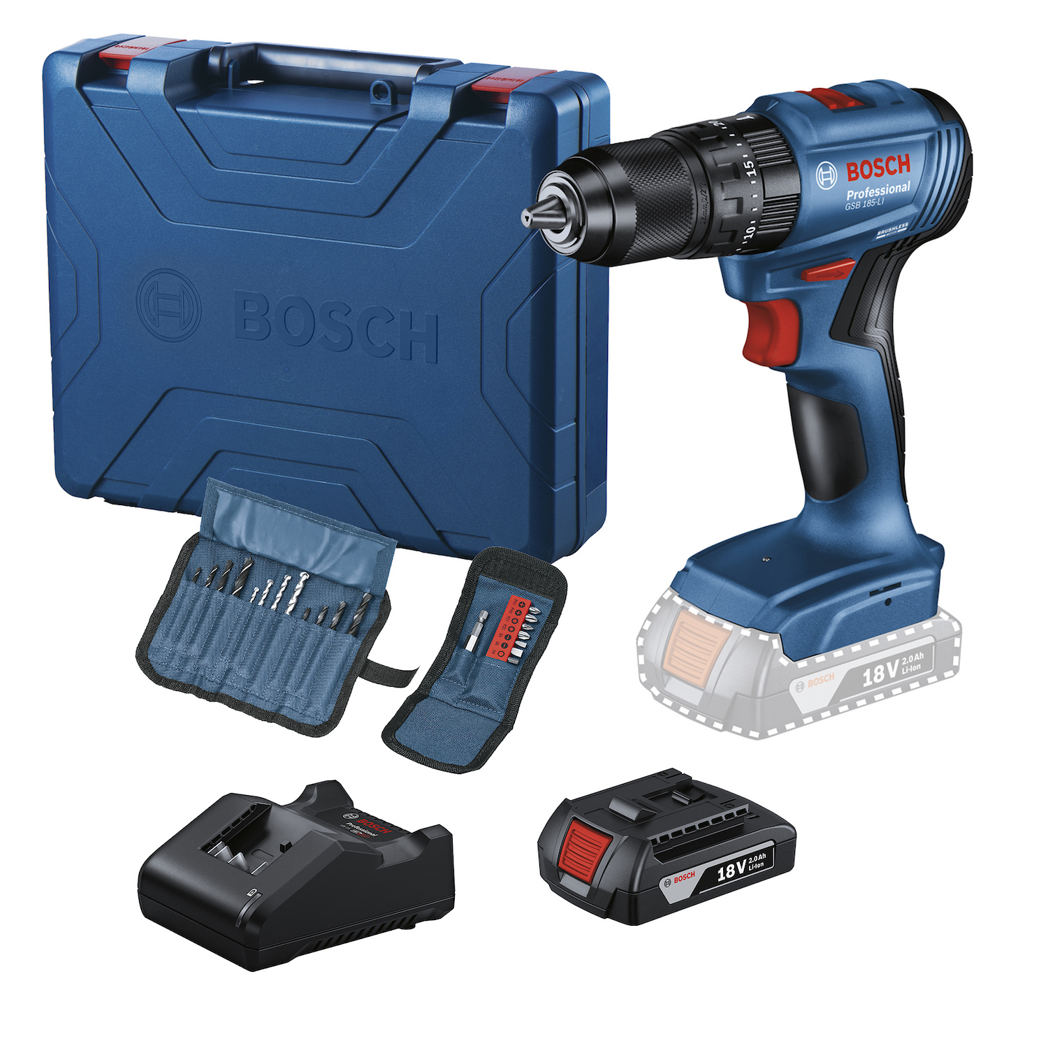 BOSCH ROTOMARTILLO 1/2" 18V GSB 185-LI + 1 BAT+  23 ACC 06019K31G4 image number null