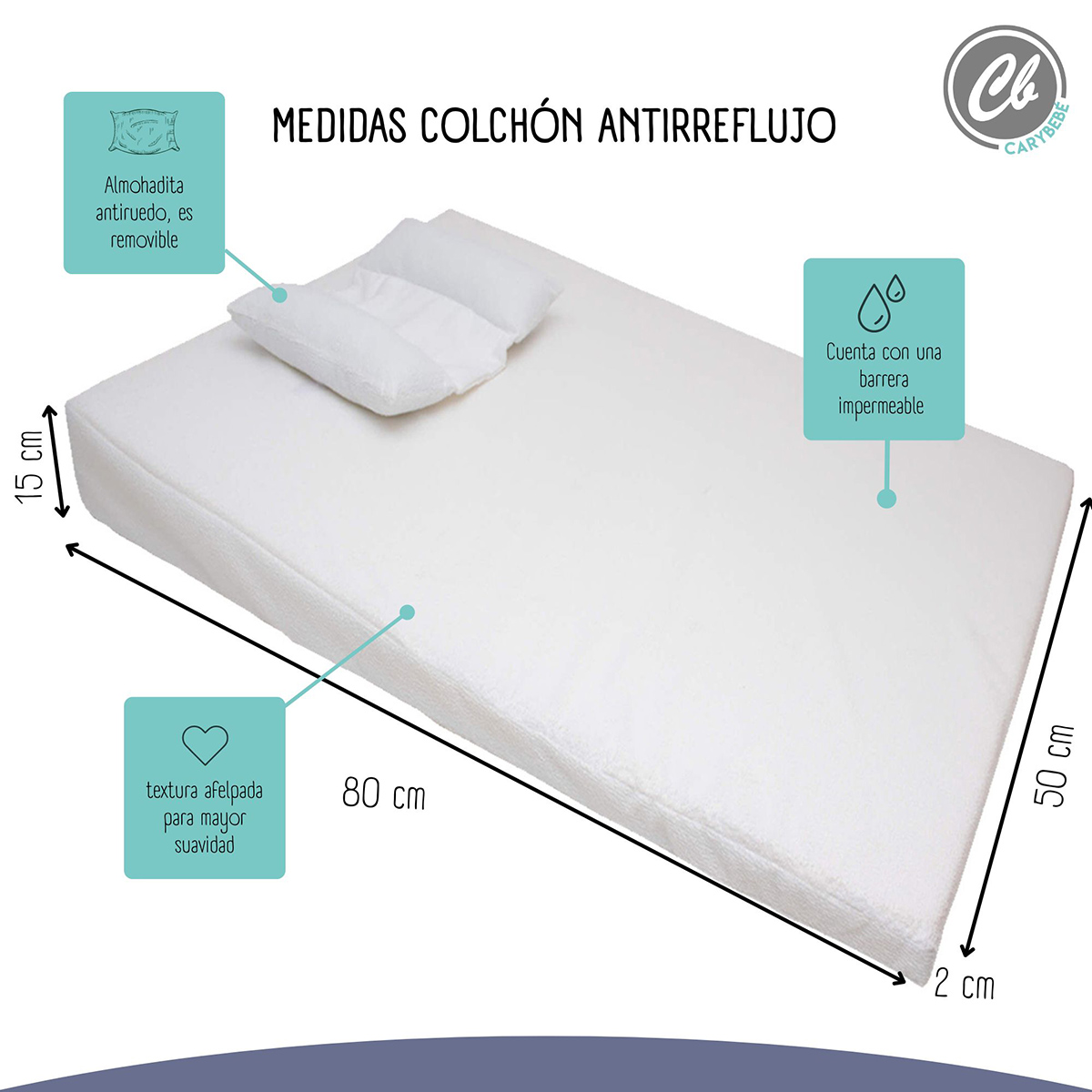 Colch&oacute;n para Cuna Cary Antirreflujo con Protector Impermeable image number null