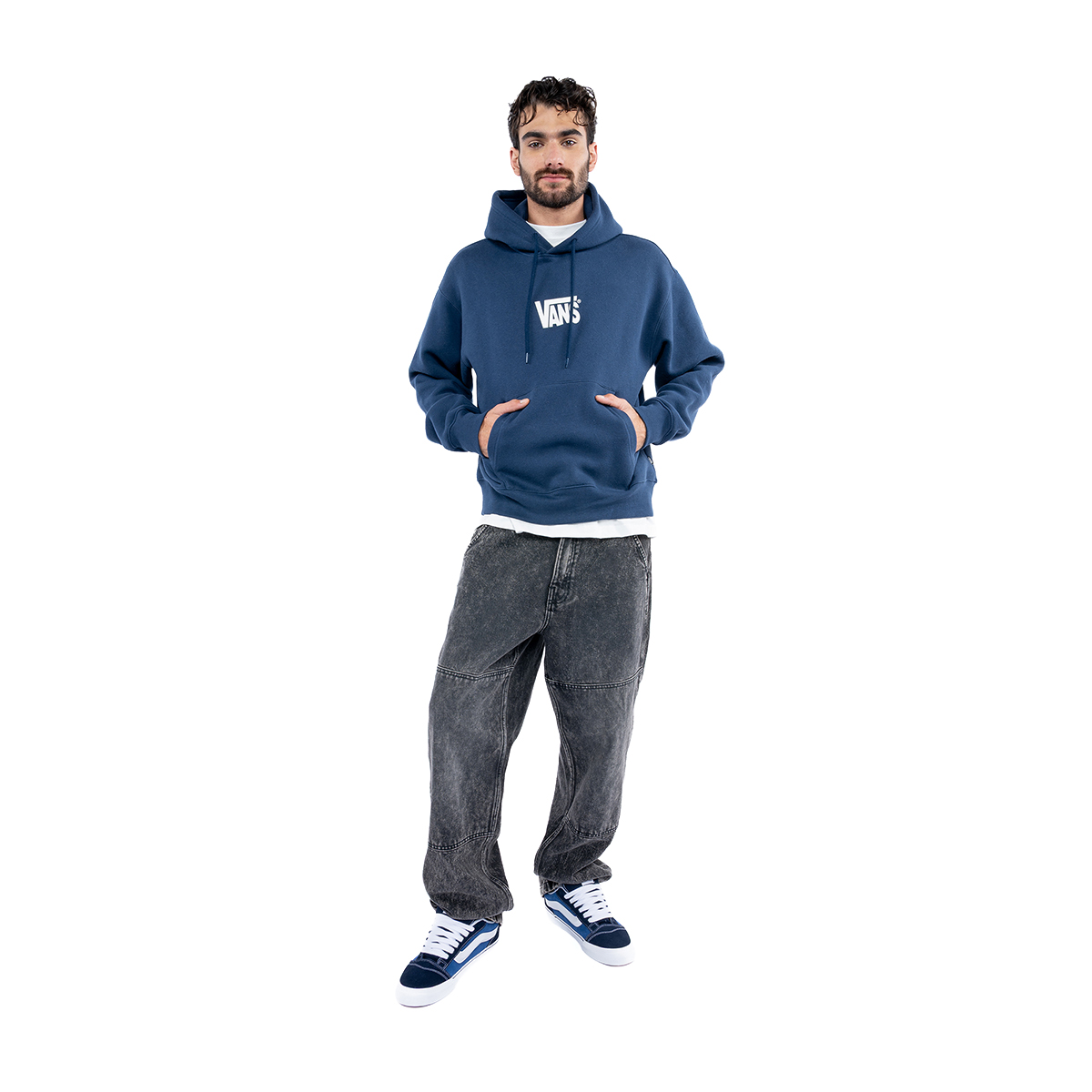 Sudadera con Capucha y Dise&ntilde;o Vans Azul para Hombre image number null