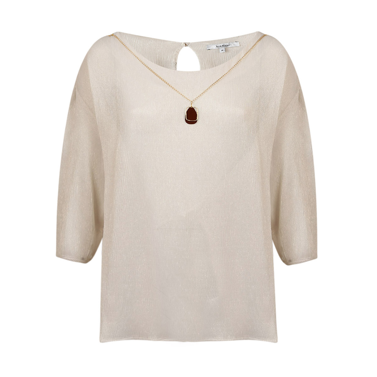 Blusa Cuello Redondo Mangas Fruncidas Ann Miller para Mujer image number null