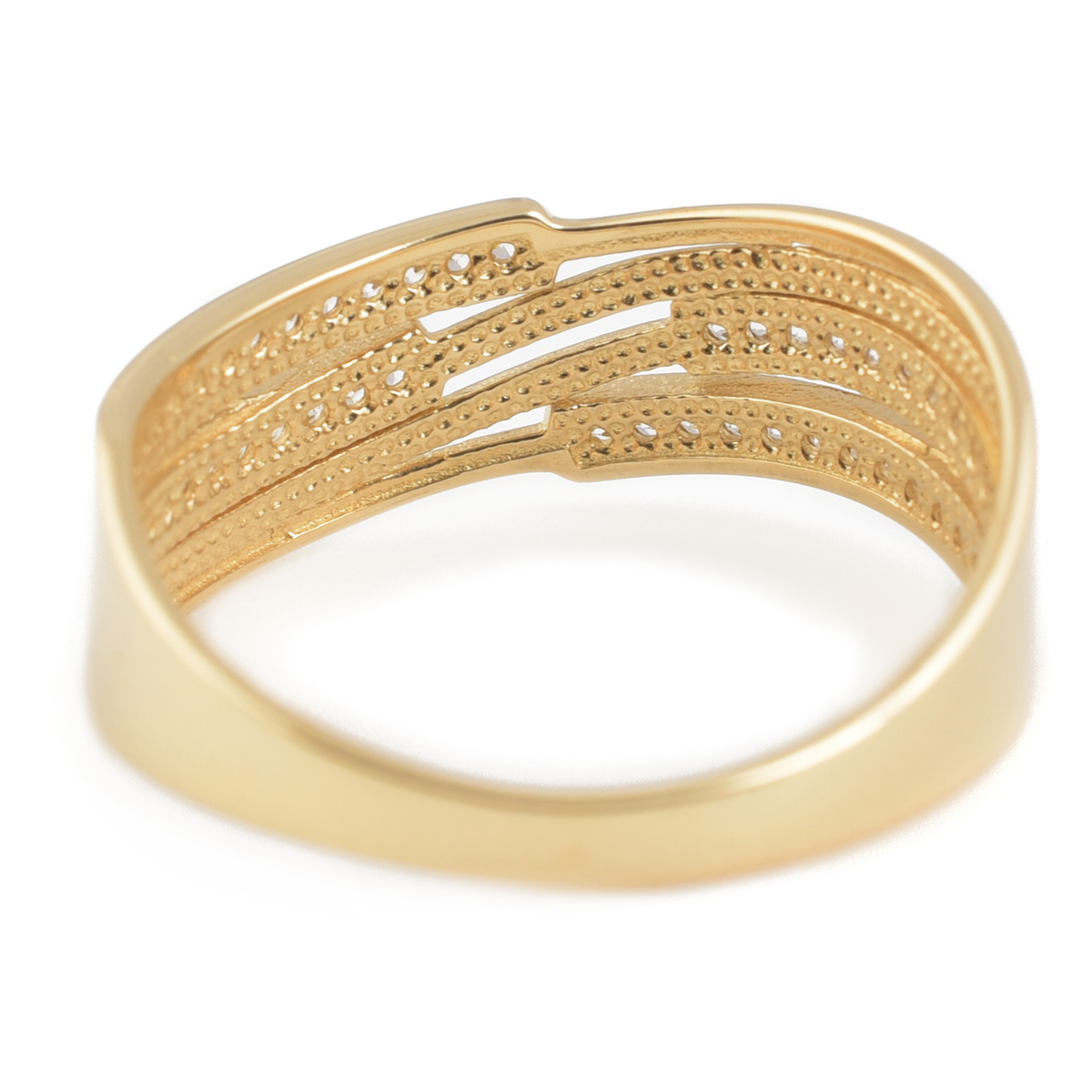Anillo Modelo Ondas Oro 14K Con Zirconias Doble O image number null