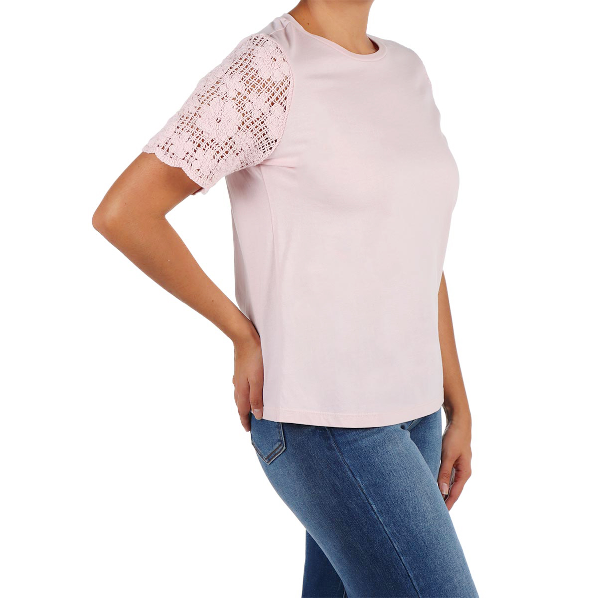 Playera Algod&oacute;n Crochet Manga Corta Arqueology Mujer image number null
