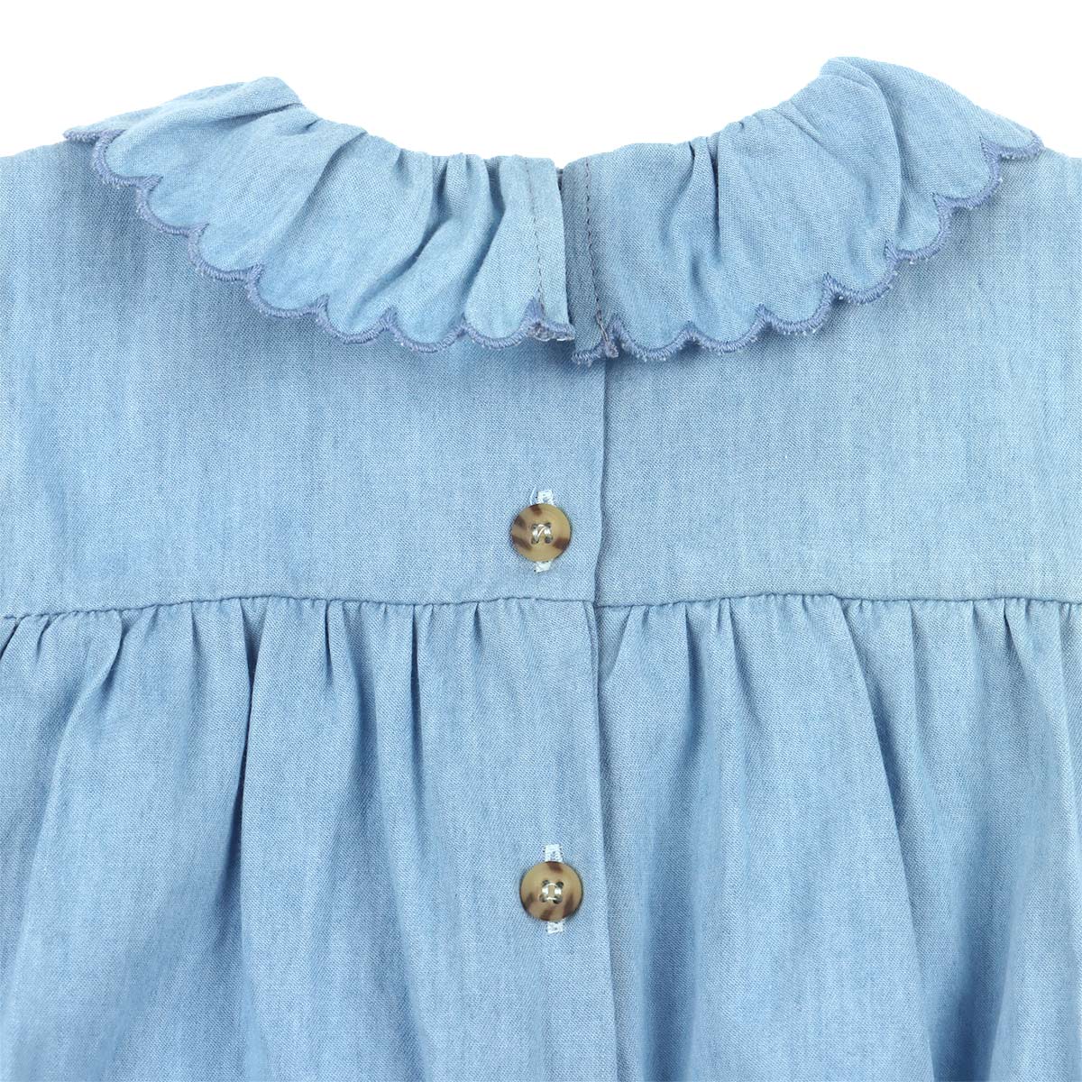 Romper Chambray Volantes 100% Algod&oacute;n Carosello Beb&eacute; Ni&ntilde;a image number null